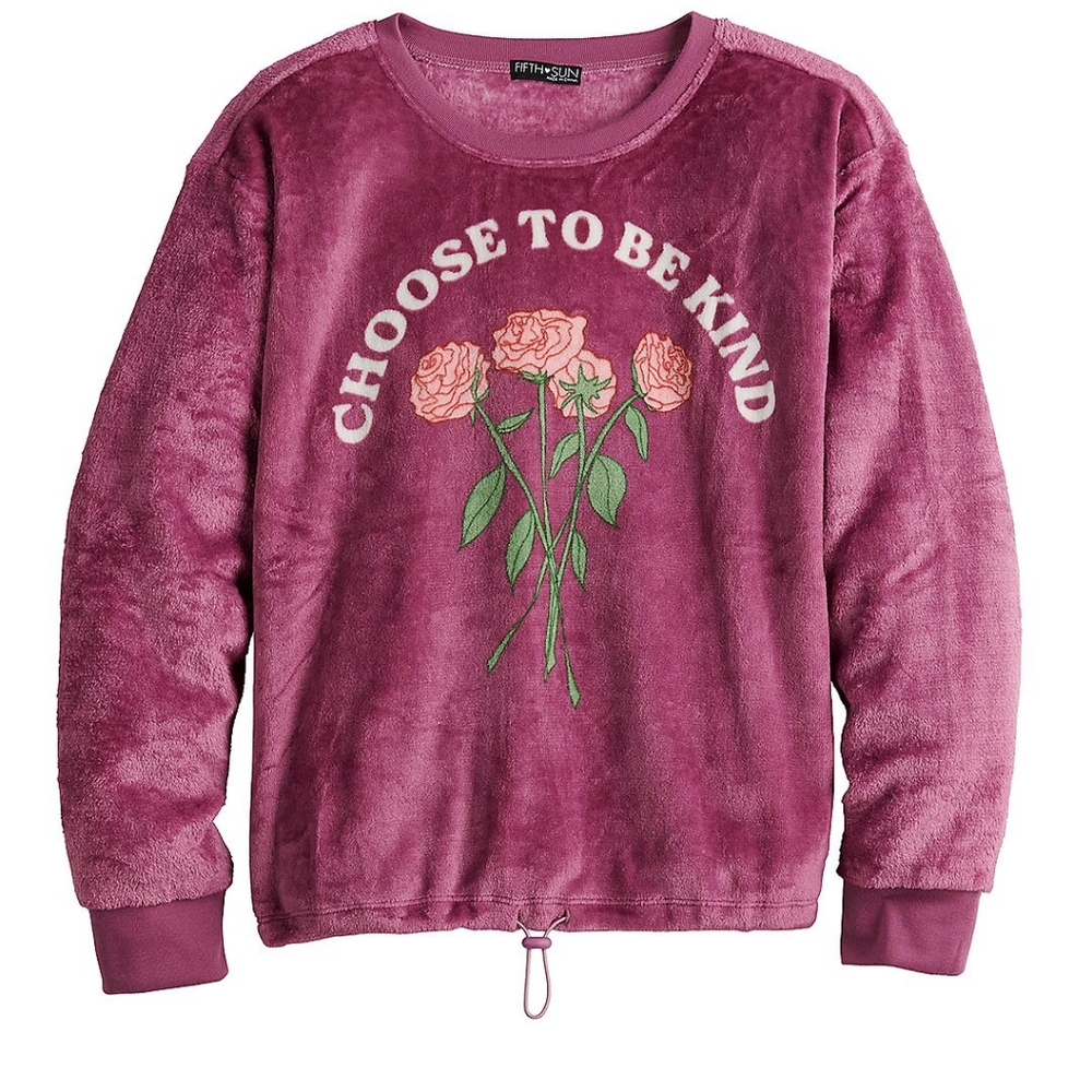 Women's Pink Fuzzy Sweater - Choose to Be Kind